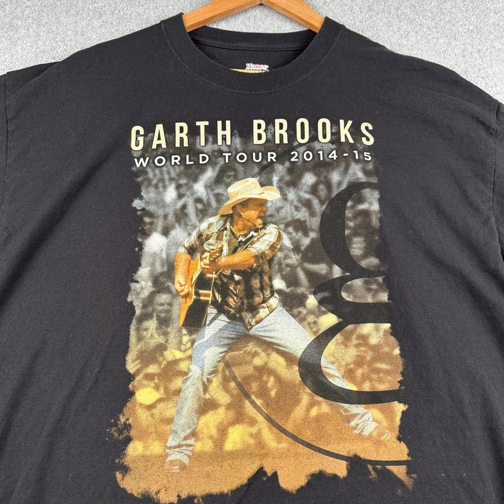 Hanes T-Shirt Mens 2XL Beefy-T Black World Tour 2014-15 Garth Brooks
